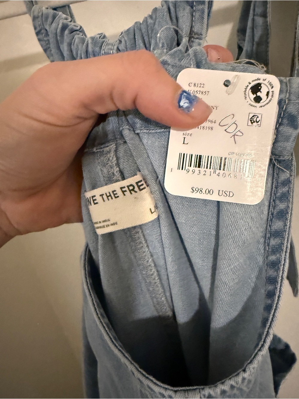 Free People Light Blue Denim Wide-Leg Jumpsuit - Picture 7 of 7